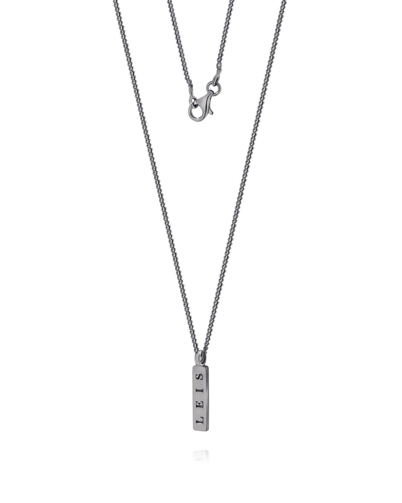 Men's dark silver Minimal necklace  - 3
