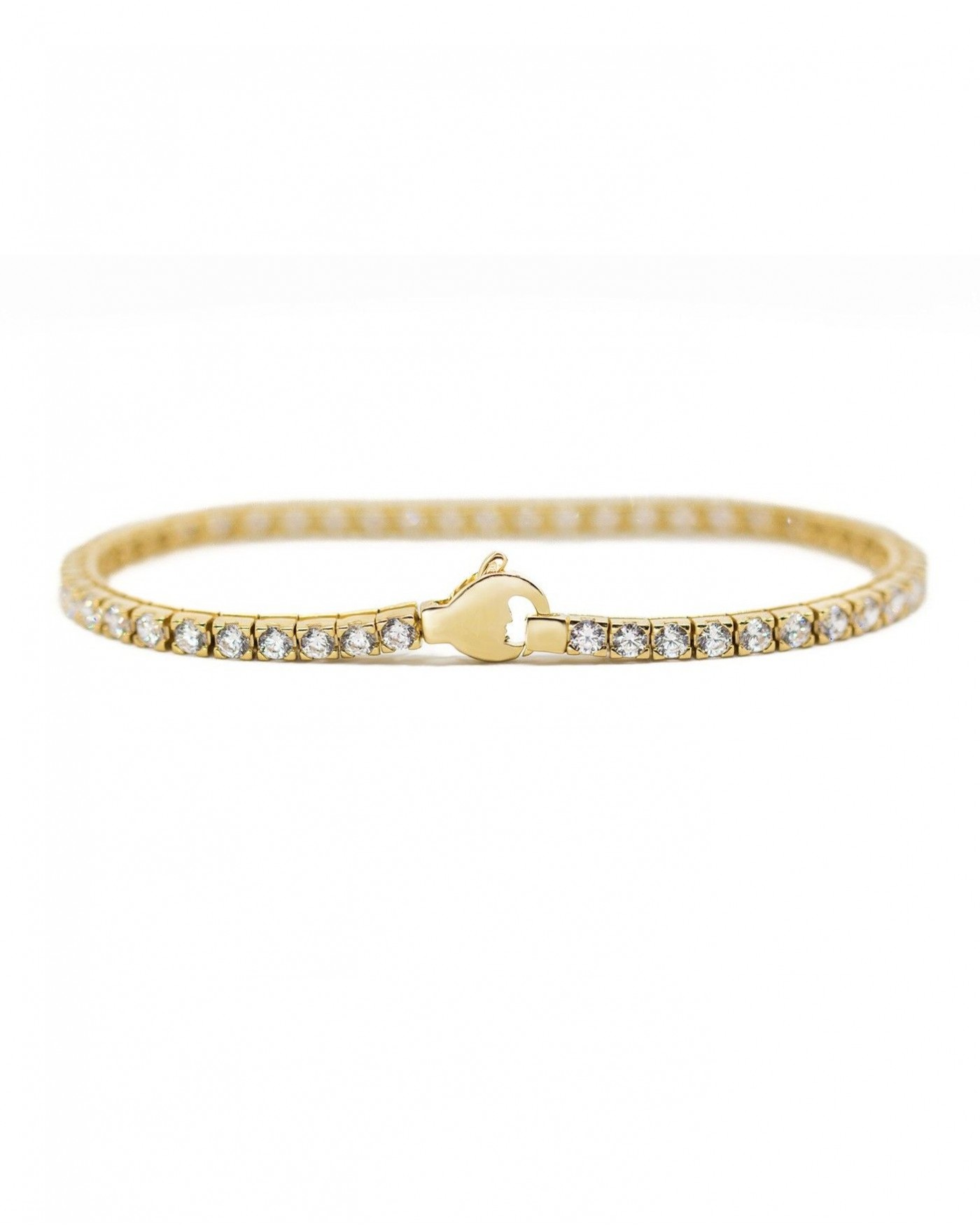 Silver plated gold plated Tennis bracelet with white zircons  - 2