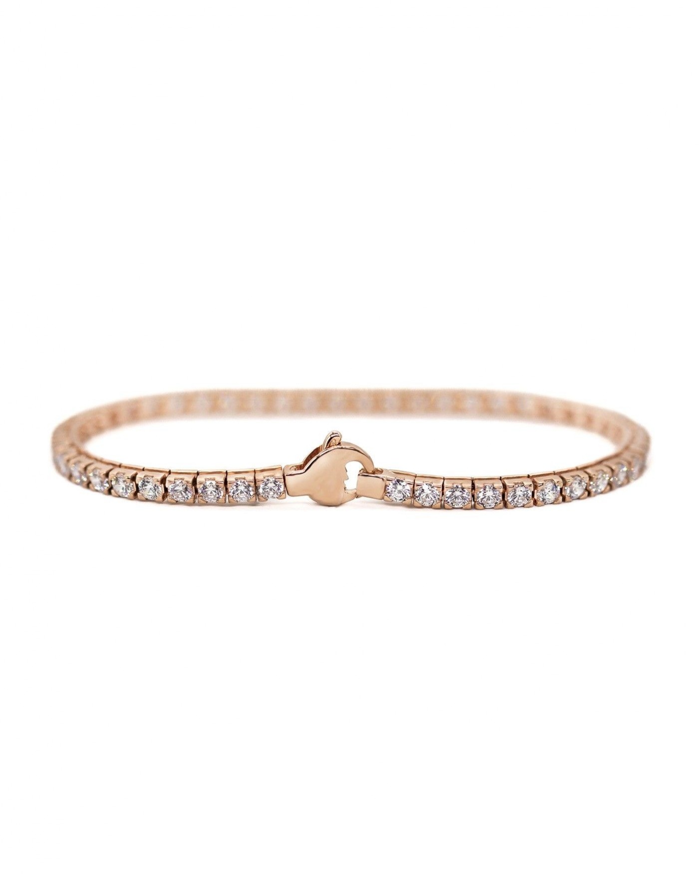Rose gold-plated Tennis bracelet with white zircons D.2mm  - 2