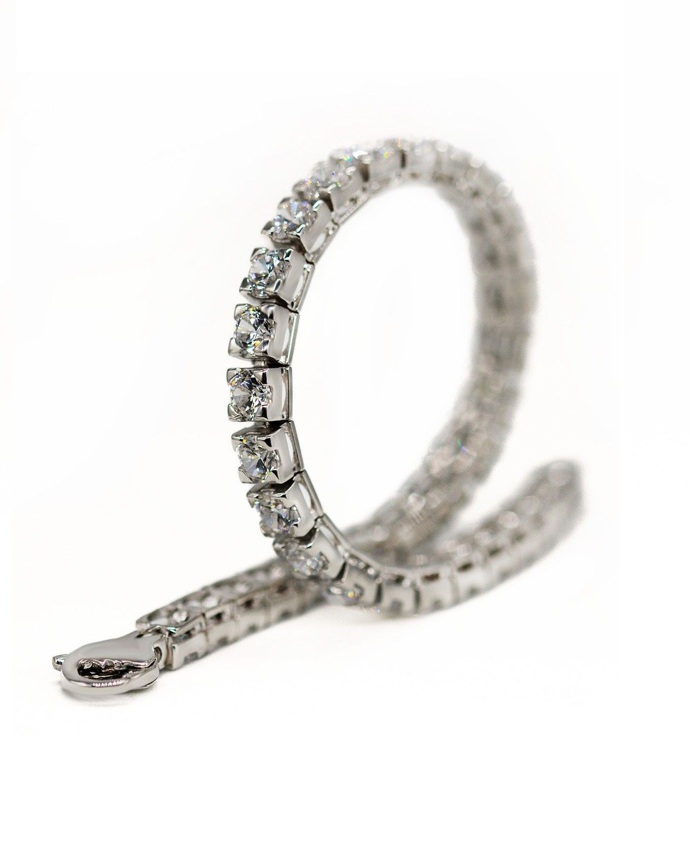 Srebrna rodowana bransoletka Tennis z białymi cyrkoniami 4mm  - 2