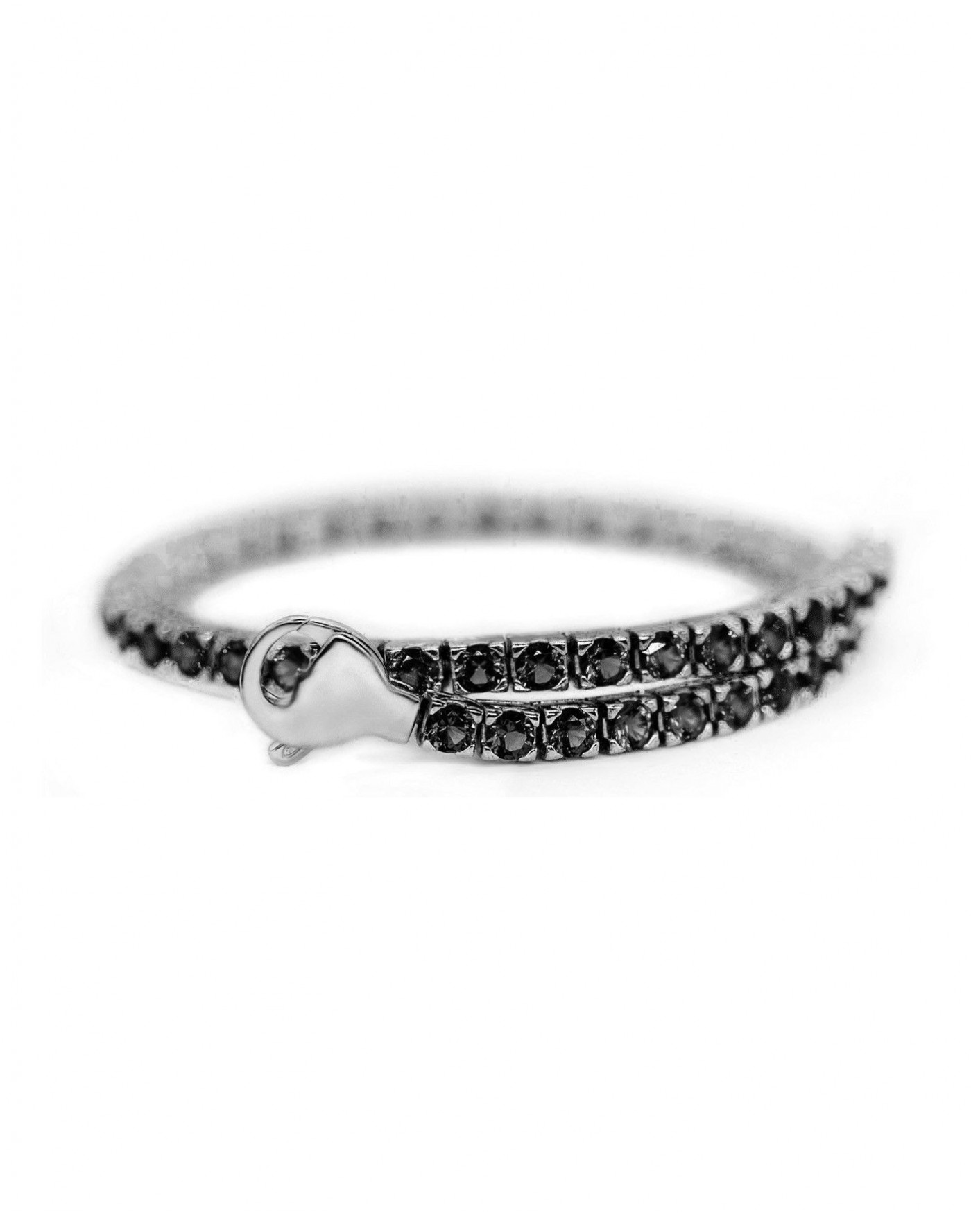Silver Tennis bracelet rhodium plated black with black cubic zirconia  - 3