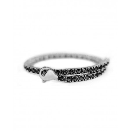Silver Tennis bracelet rhodium plated black with black cubic zirconia  - 3
