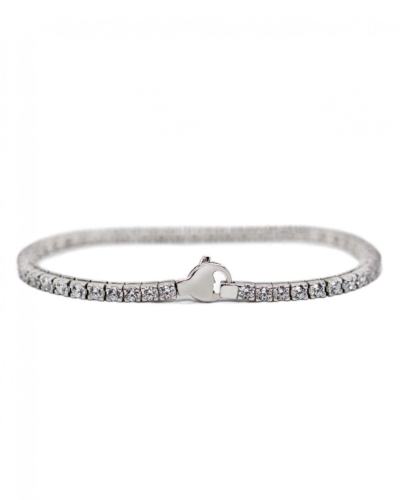 Silver rhodium-plated Tennis bracelet with white zircons  - 1