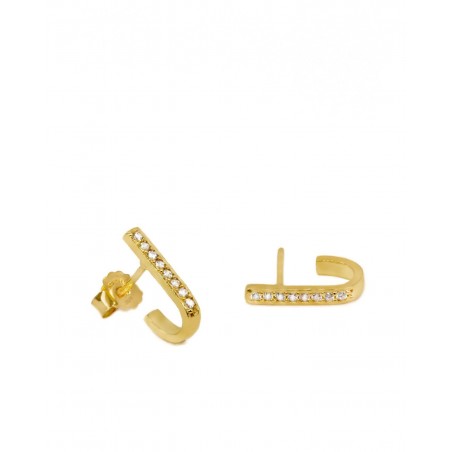 Gold-gilded earrings with white zircons  - 3