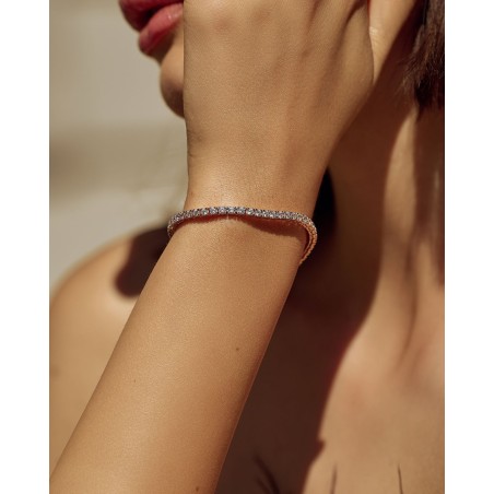 Rose vergoldetes Tennisarmband mit weißen Zirkonen D.2,75mm  - 4