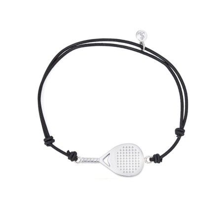 Bandeja X3 unisex bracelet in rhodium-plated silver on nylon cord  - 1