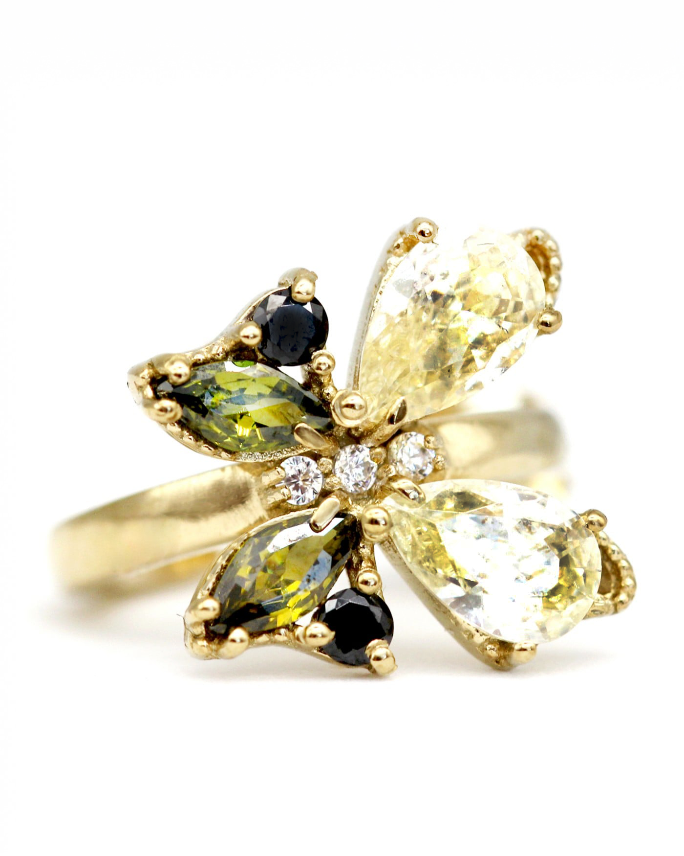 Farfalla Mini Hoop Butterfly Earrings with black and olivine zircons  - 2