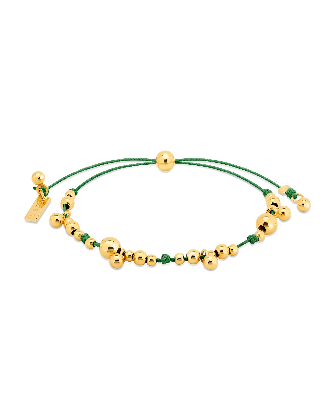 Bracelet on green cord with gold-gilded beads  - 2