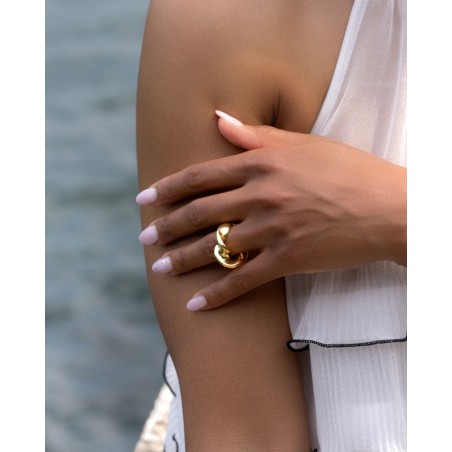 Pozłacany 18-karatowym złotem Pierścionek Onde z dmuchanego srebra  - 2