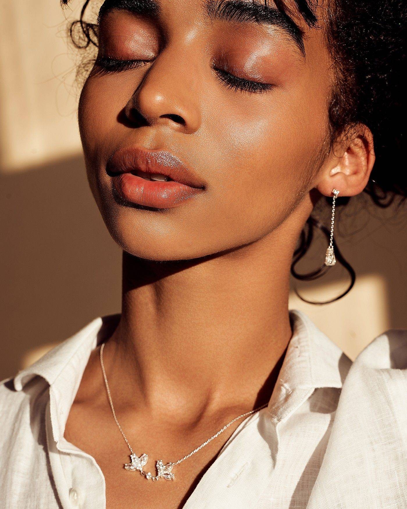 Blume Halskette Fiore mit weißen Zirkonia  - 1