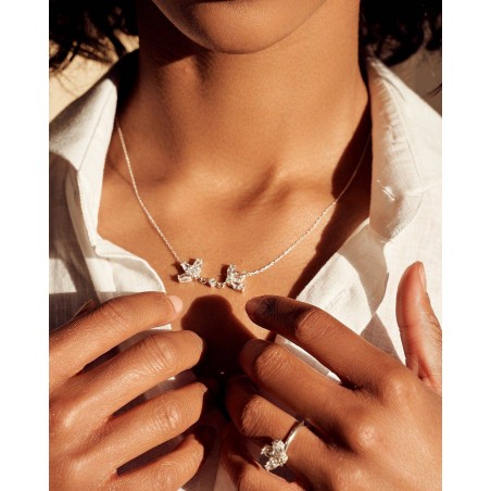 Blume Halskette Fiore mit weißen Zirkonia  - 4