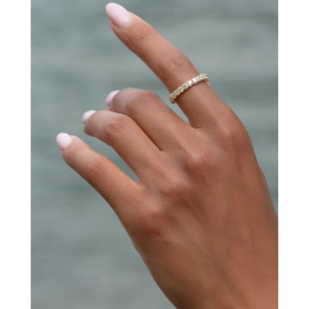 Eternity gold-gilded Ring with white zircons  - 1