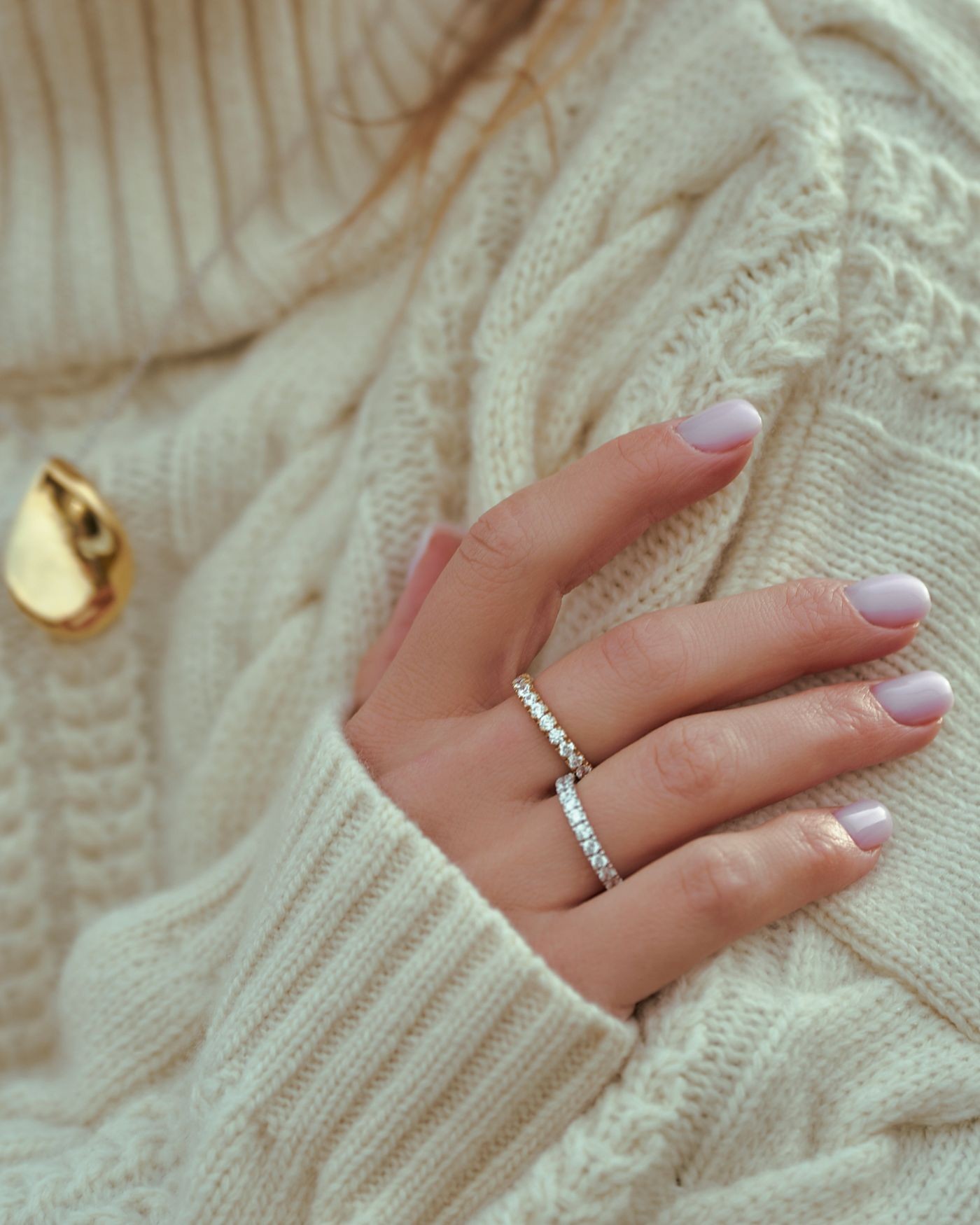 Eternity rhodium-plated Ring with white zircons  - 4