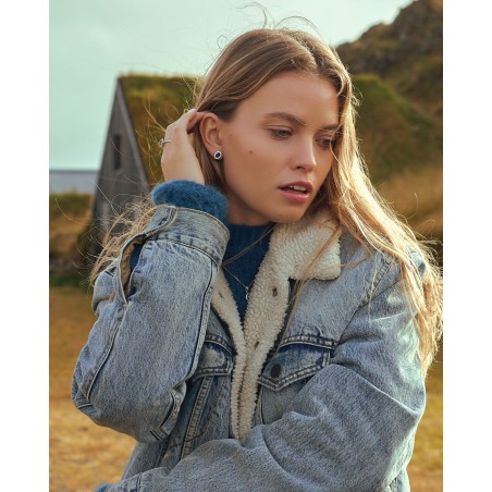 Kate earrings in rhodium-plated sterling silver with sapphire zirconias  - 4