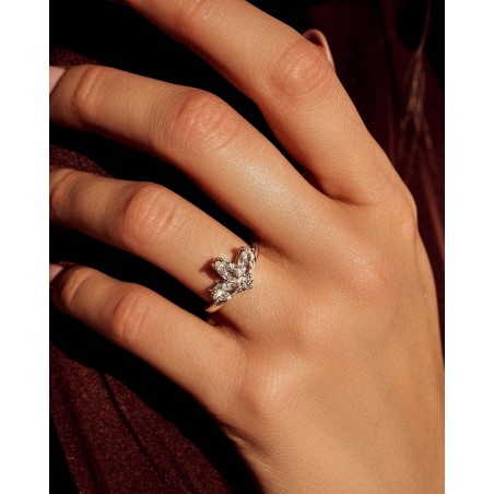 Blume Ring Fiore mit weißen Zirkonia  - 1