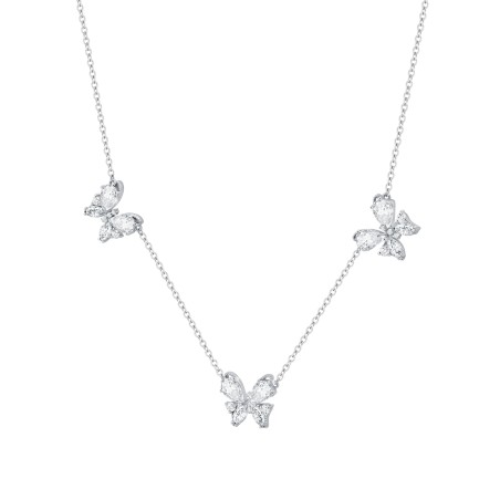 Farfalla Butterfly necklace with white zircons  - 2