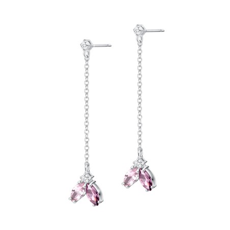 Flower Pendant Earrings Fiore with Rhodolite and Sapphire  - 2
