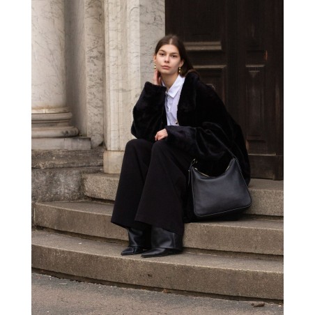 Shopper nera Tasche aus italienischem Leder  - 1