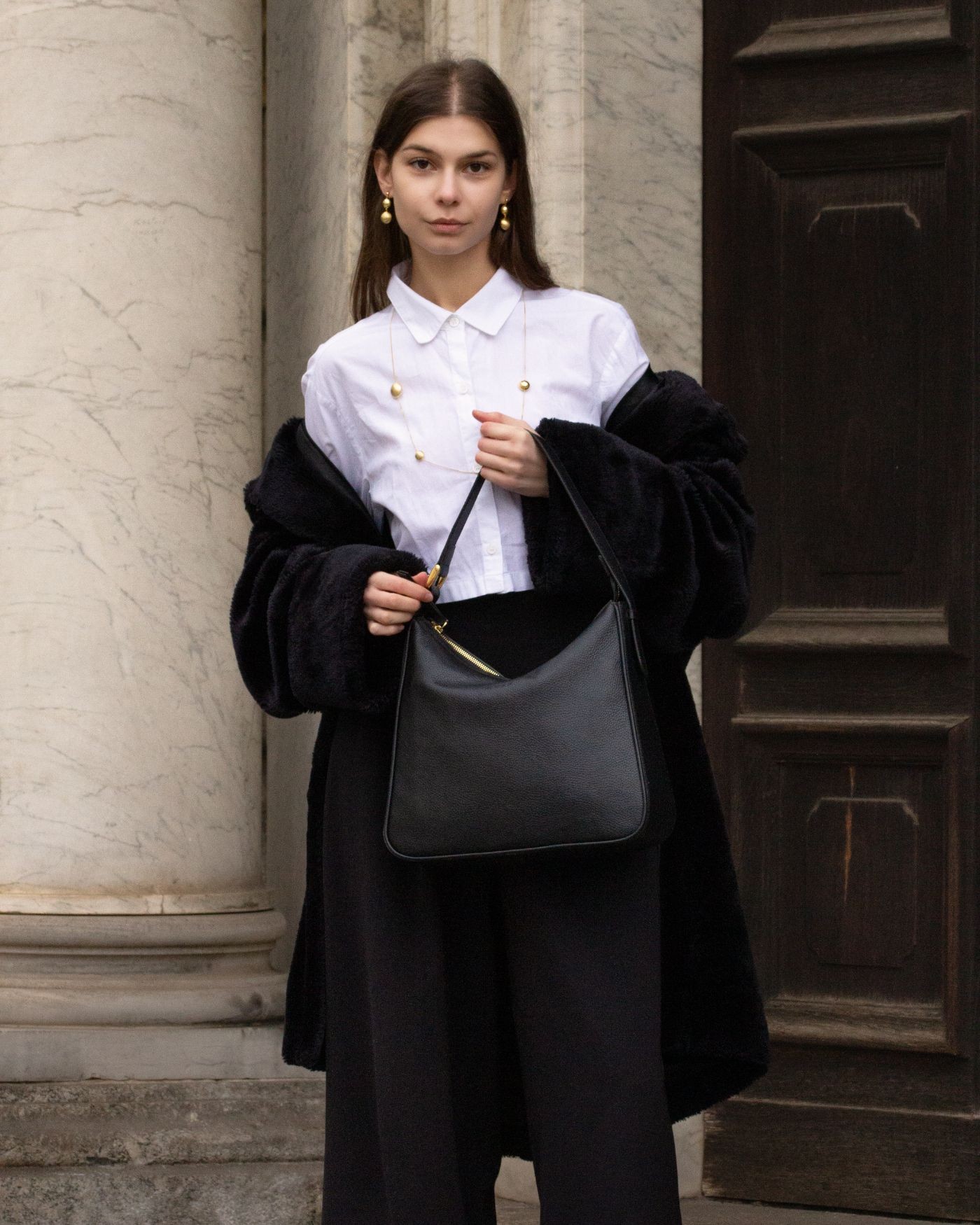 Shopper nera Tasche aus italienischem Leder  - 4