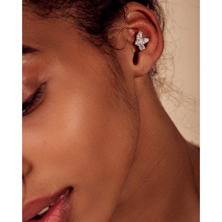 Flower Earrings Fiore with white zircons  - 1