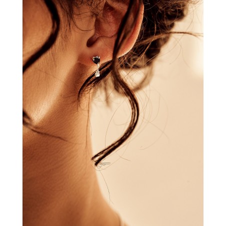 Ohrringe mit Anhänger Raffinata mit schwarzem Herz  - 4