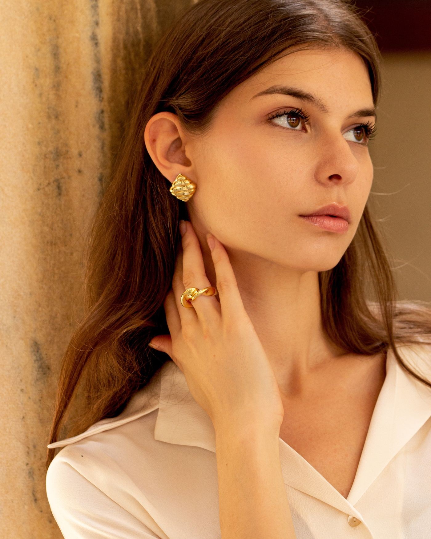 18K vergoldeter Ring Onde aus geblasenem Silber  - 5