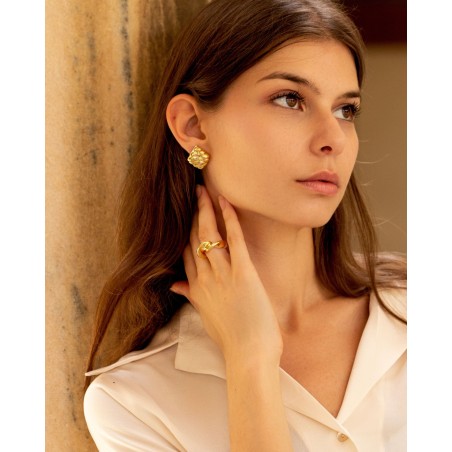 Pozłacany 18-karatowym złotem Pierścionek Onde z dmuchanego srebra  - 5