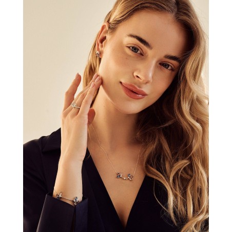 Blume Halskette Fiore mit Rhodolith und Saphir  - 1