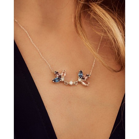 Blume Halskette Fiore mit Rhodolith und Saphir  - 4