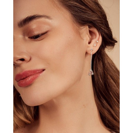 Orecchini pendenti Fiore con Rhodolite e Zaffiro  - 1