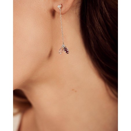 Blume Ohrringe mit Anhänger Fiore mit Rhodolith und Saphir  - 4