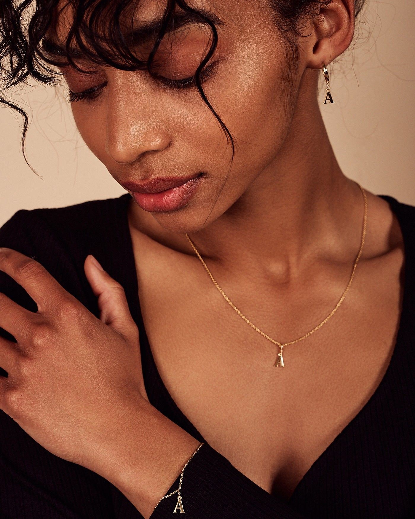 Halskette Alfabeto mit weißer Zirkon  - 3