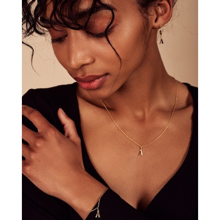 Halskette Alfabeto mit weißer Zirkon  - 3