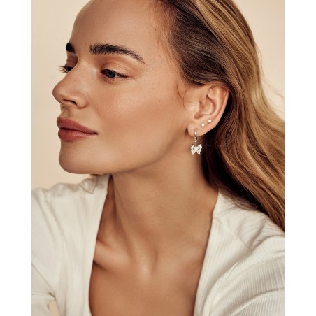 Schmetterlingsohrringe mit Anhänger Farfalla mit weißen Zirkonia  - 4