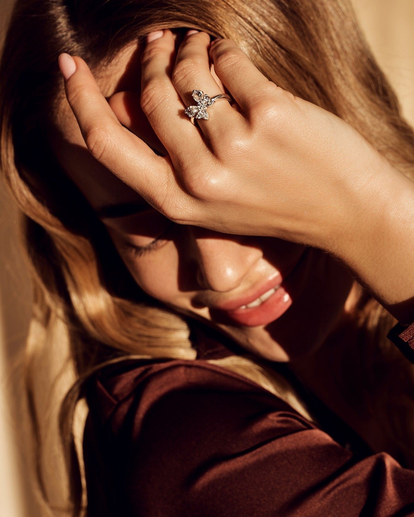 Farfalla Butterfly Ring with white zircons  - 4