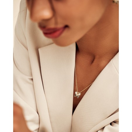 Collana Farfalla con zirconi neri e oliva  - 1
