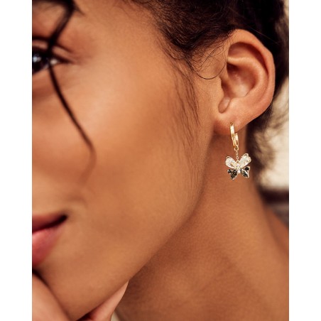 Schmetterlingsohrringe mit Anhänger Farfalla mit Schwarzen und Olivin Zirkonia  - 4