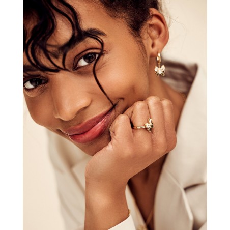 Pendant Butterfly Earrings Farfalla with black and olivine zircons  - 1