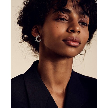 Blume Plumeria Ohrringe mit weißen Zirkonia  - 4