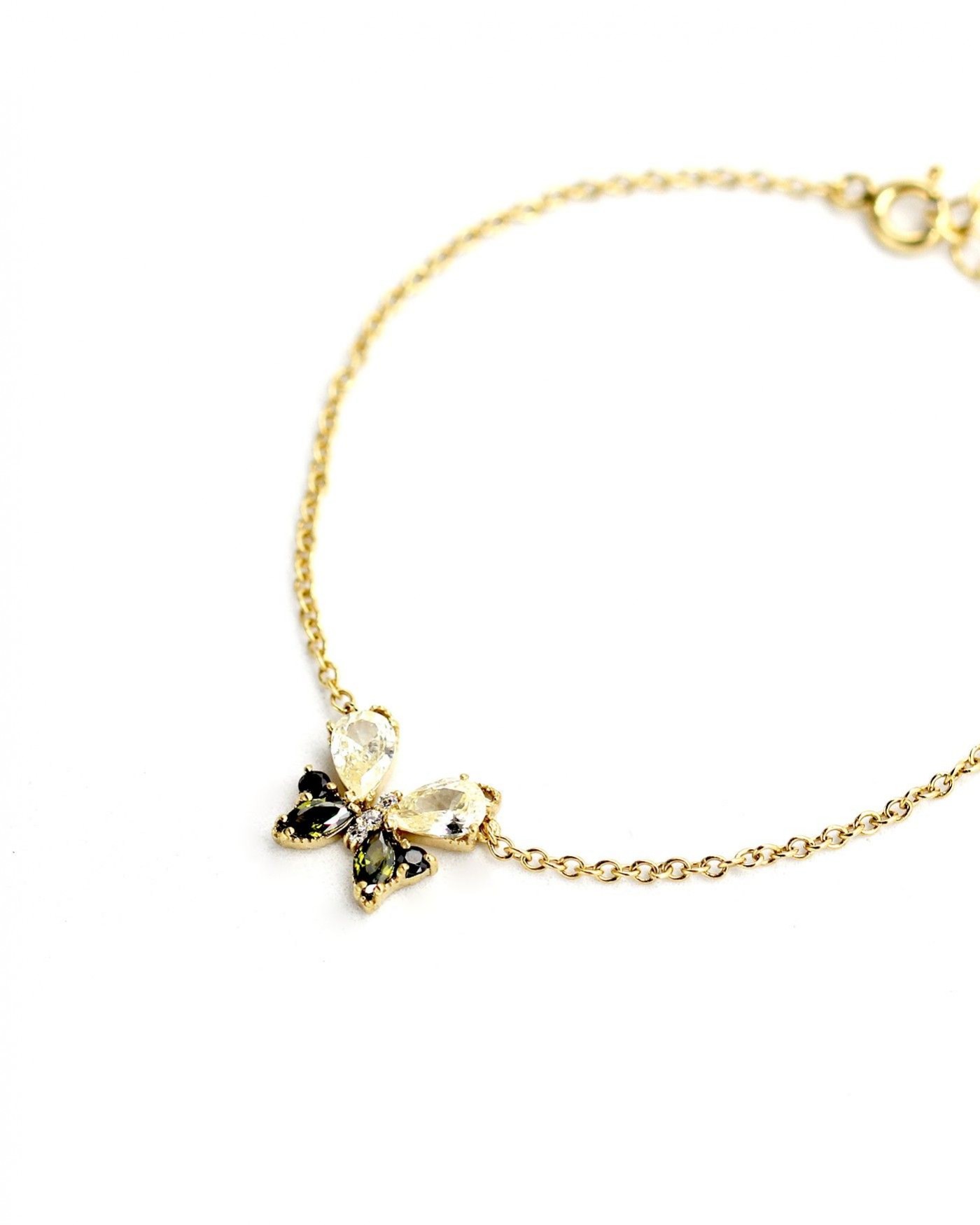 Bracciale Farfalla con zirconi neri e oliva  - 2