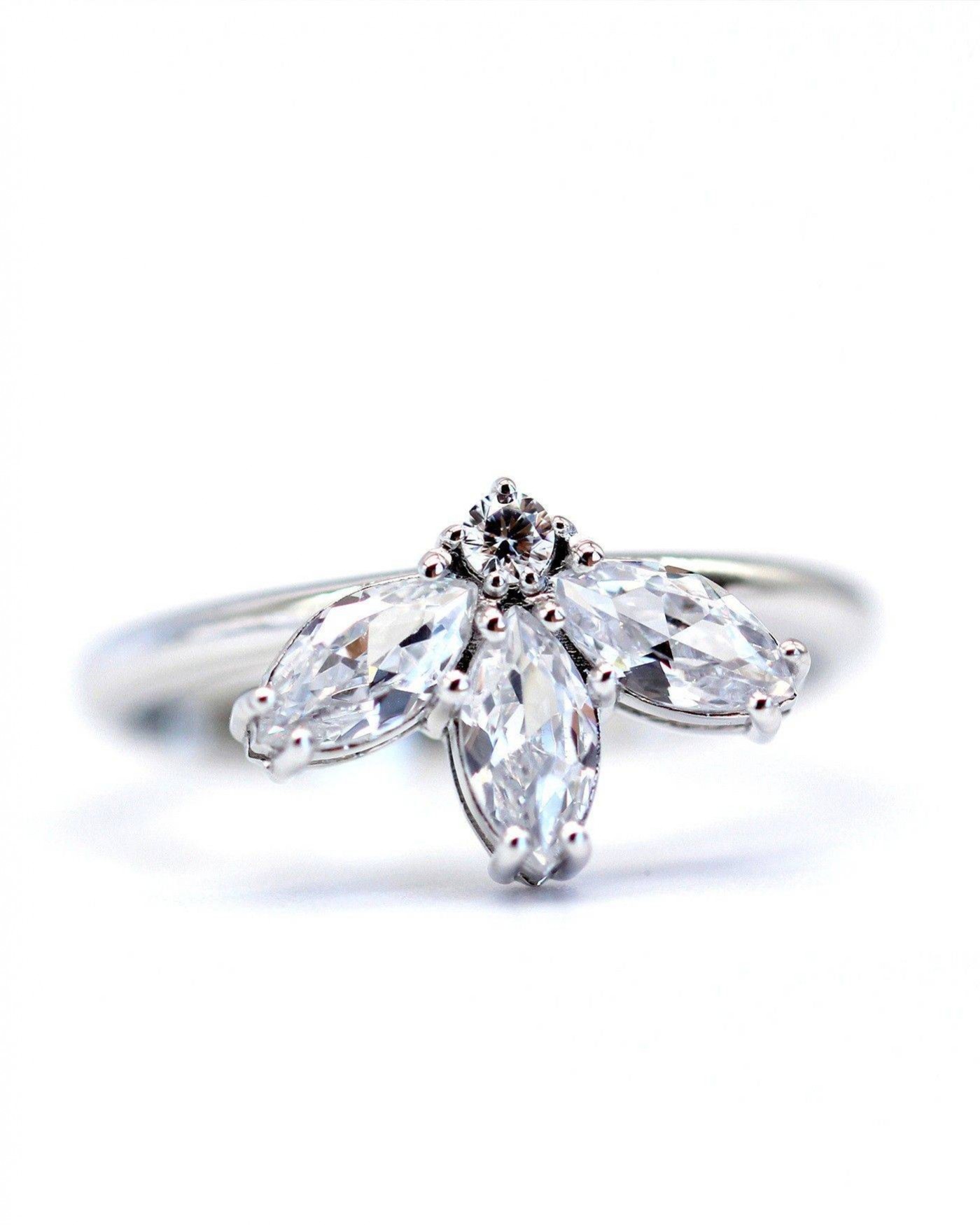 Blume Ring Fiore mit weißen Zirkonia  - 2