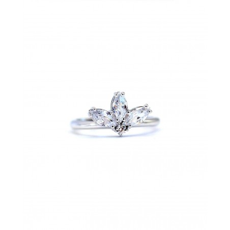 Flower Ring Fiore with white zircons  - 3