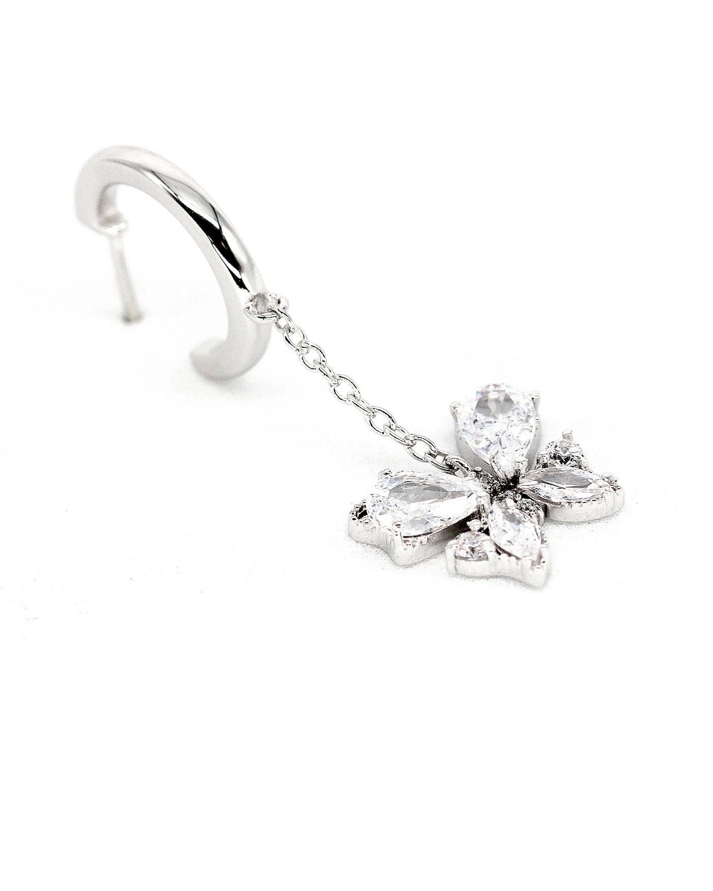 Pendant Butterfly Earrings Farfalla with white zircons  - 3