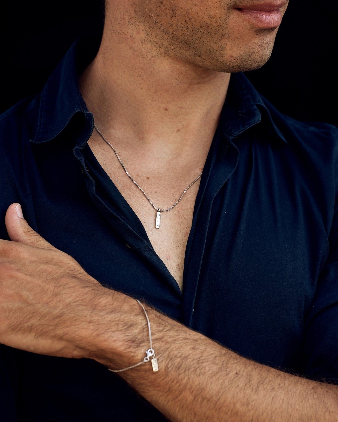 Herren Silber Minimal Halskette  - 1