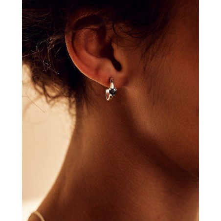 Ohrringe Raffinata Mini Hoop mit schwarzem Herz  - 4