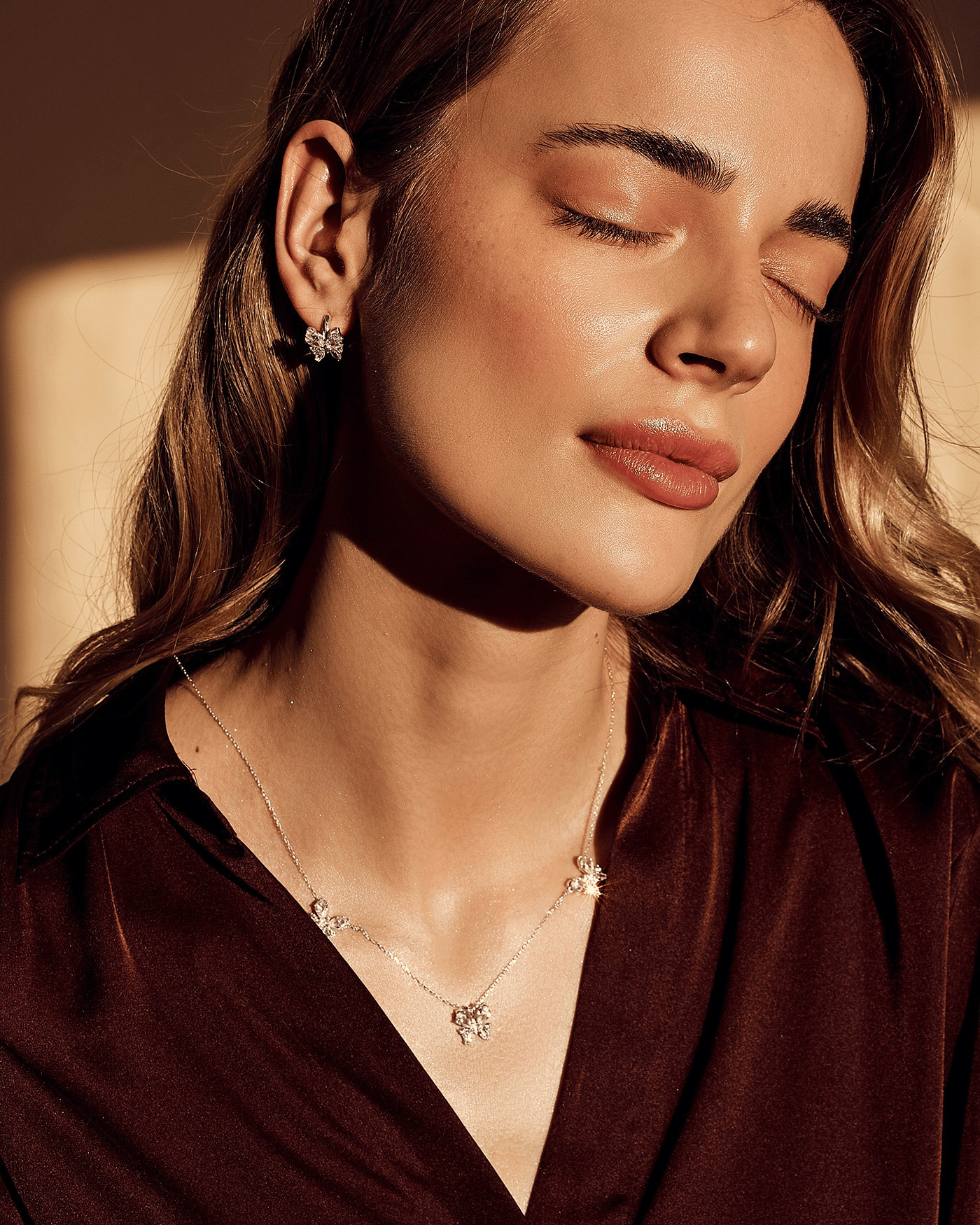 Schmetterlingshalskette Farfalla mit weißen Zirkonia  - 1