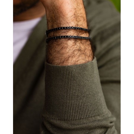 Silver Tennis bracelet rhodium plated black with black cubic zirconia  - 4